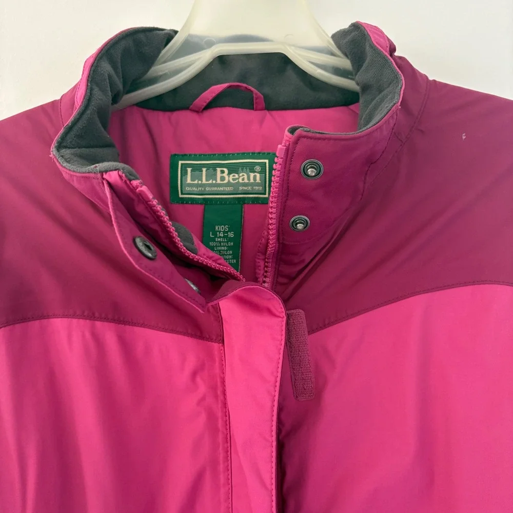 L.L.Bean Kids' Lrg 14-16 Two Tone Magenta Winter Coat Thick No Hood‎